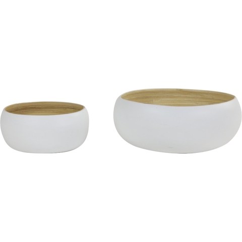 Light&living Schaal deco S|2 Ø20x9,5+Ø29x12,5 cm OTURE mat wit+naturel