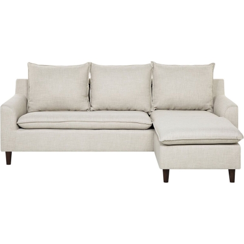 Beliani-ELVENES-Hoekbank-Beige-Rechtszijdig-206 cm-Polyester