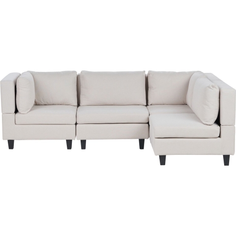 Beliani-UNSTAD-4-zitsbank modulair-Lichtbeige-Linkszijdig- Polyester