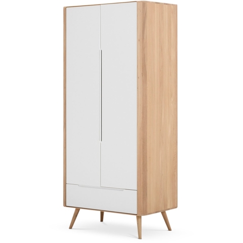 Gazzda Ena Wardrobe Eikenhouten Kledingkast - Whitewash | Wit