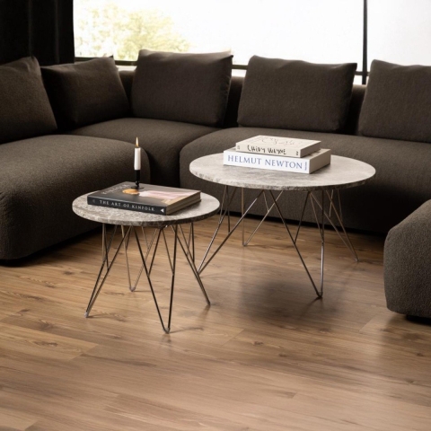 by fonQ Webby Salontafel Ø 80 cm - Grijs / Chroom