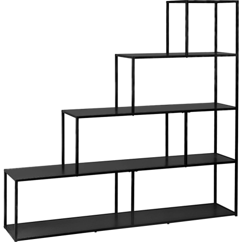 sweeek - Zwart metalen trapboekenkast, 4 niveaus