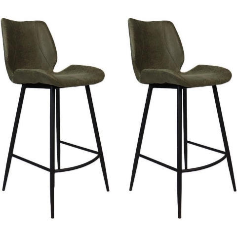 Bronx71 Industriële barkruk Barrel olijfgroen eco leer 69 cm -