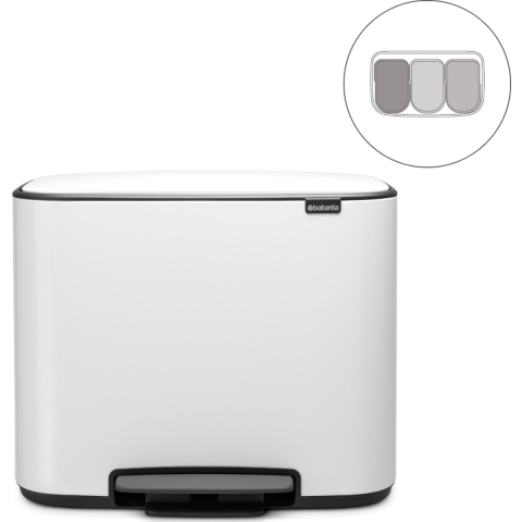 Brabantia Bo Pedaalemmer 3 x 11 L - Wit