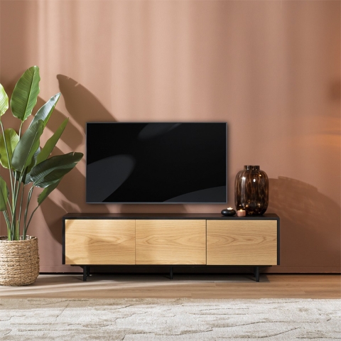 Bronx71 Tv-meubel Thomas zwart|blank eiken 150 cm