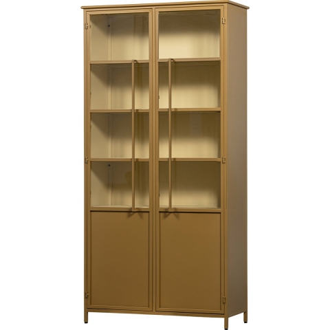 WOOOD 2-deurs vitrinekast XL Exhibit - Metaal - Geel - 200x99x44 cm