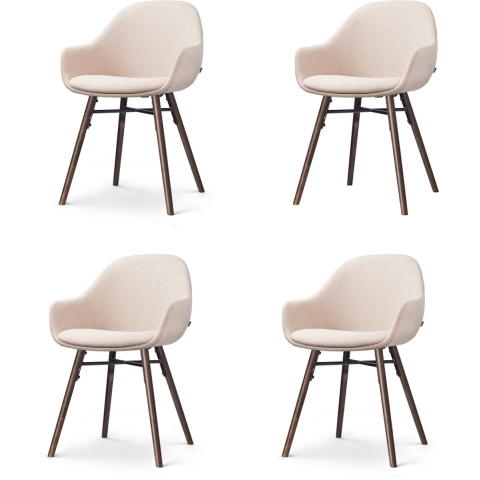 Nolon Nena-Mae Eetkamerstoelen Set van 4 - Beige - Walnoot