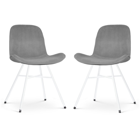 Nolon Noa-Fé Eetkamerstoelen Set van 2 - Velvet Grijs - Witte Poten