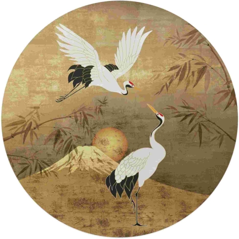 Reinders - Japanese Cranebirds - Glasschilderij Ø 70cm