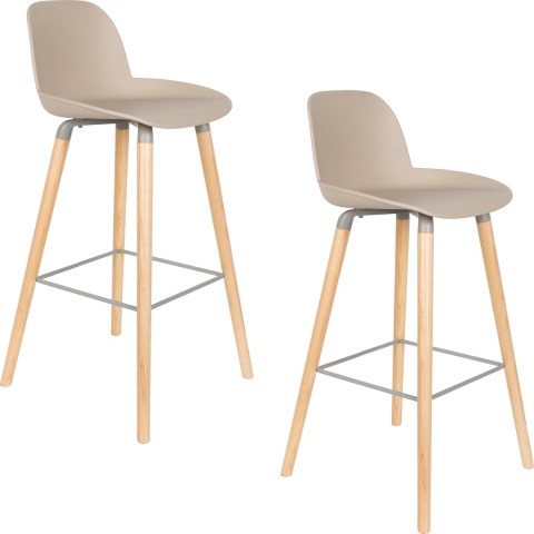 Zuiver Albert Kuip Barkruk 75 cm Taupe - Set van 2