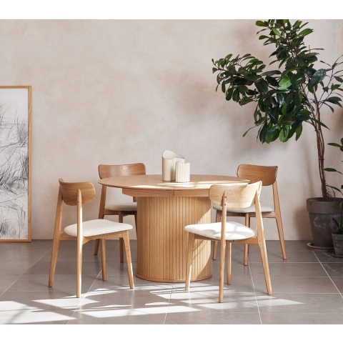 by fonQ Alon Eettafel Uitschuifbaar Rond 120/167 x 120 cm - Naturel Eiken