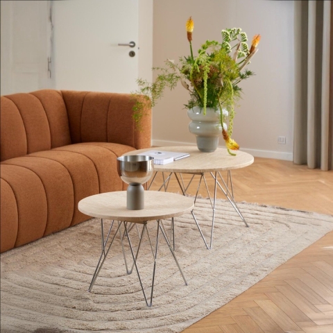 by fonQ Webby Bijzettafel Ø 55 cm - Crème / Chroom