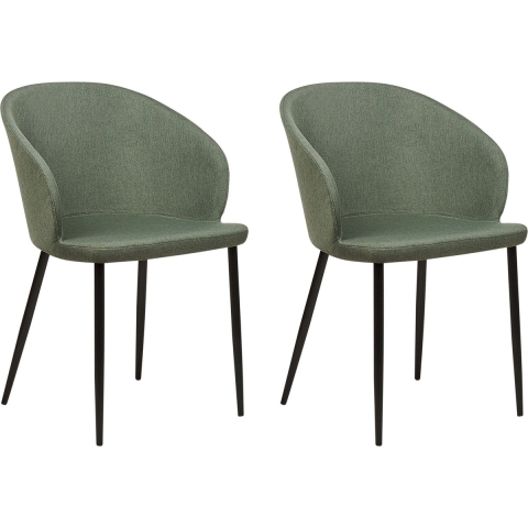 Beliani - MASON - Eetkamerstoel set van 2 - Donkergroen - Polyester