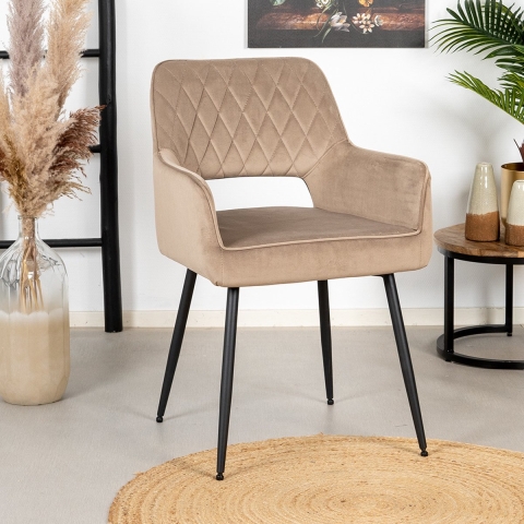 Bronx71 Velvet eetkamerstoel Mika taupe
