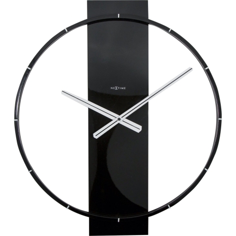 NeXtime - Wandklok- 50.8 x 58.2 x 4.3 cm - Hout|Staal - Zwart - 'Carl'