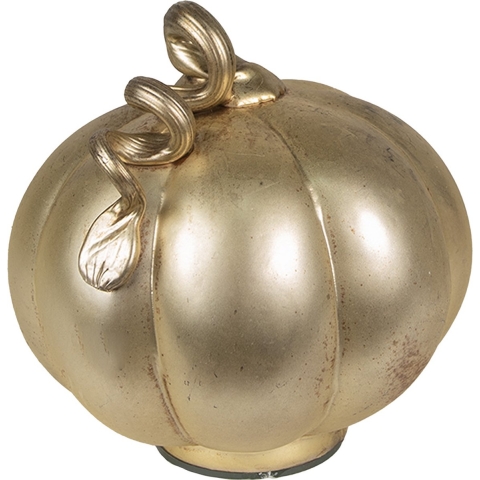 Clayre & Eef Decoratie Pompoen Ø 21x22 cm Goudkleurig Glas