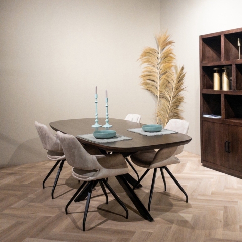 Livingfurn - Eetkamertafel Jesper Danish Oval Brown 210cm - Mangohout