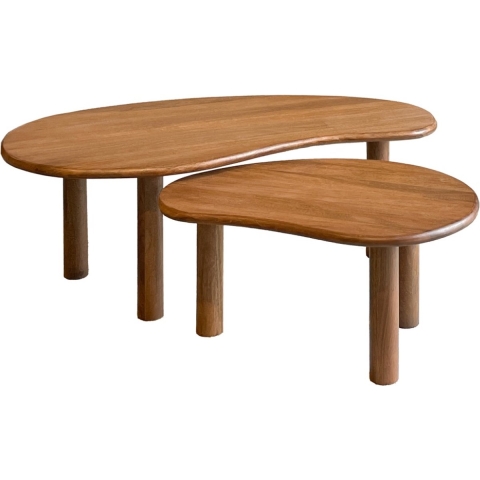 Livingfurn - Salontafel Organisch - Mangohout - Set Van 2 - Nubi
