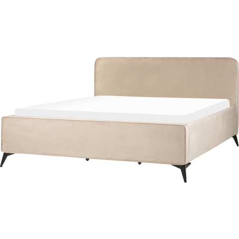 Beliani - VALOGNES - Tweepersoonsbed - Taupe - 180 x 200 cm - Fluweel