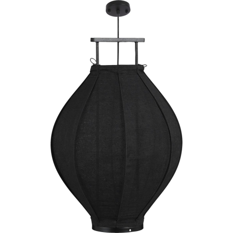 Mica Decorations Pego Hanglamp - H73 x Ø54 cm - Linnen - Zwart