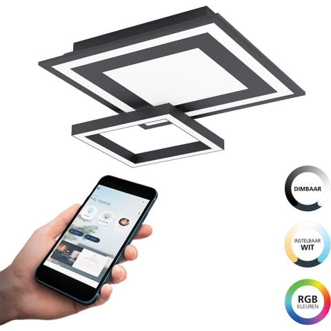 EGLO connect.z Savatarila-Z Smart Plafondlamp - 45 cm - Zwart - RGB