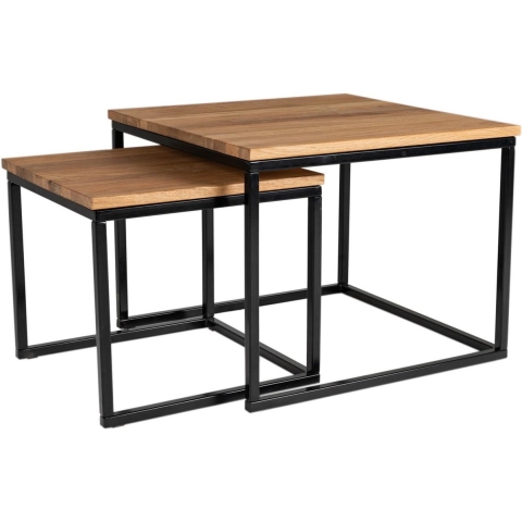 MaximaVida vierkante salontafel set Kiev XL 60 cm - rustiek eikenhout