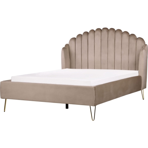 Beliani - AMBILLOU - Tweepersoonsbed - Taupe - 140 x 200 cm - Fluweel