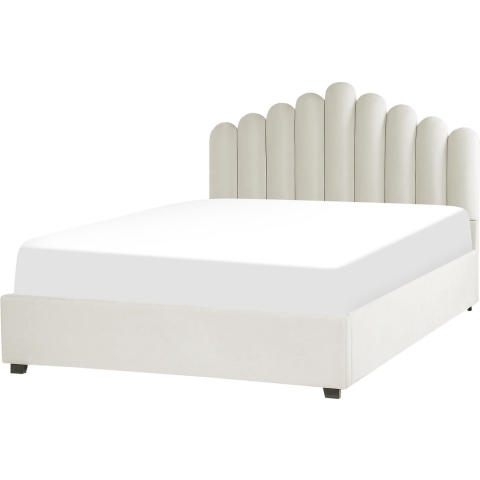 Beliani-VINCENNES-Bed met opbergruimte-Wit-160 x 200 cm-Fluweel