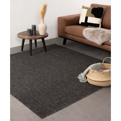 Tapeso Vierkant vloerkleed Lush - antraciet - 160x160 cm