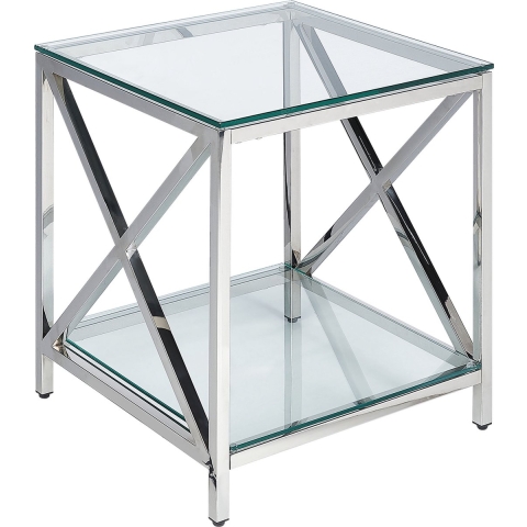 Beliani - AUDET - Bijzettafel - Zilver - Veiligheidsglas