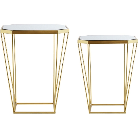 Beliani - SIERRA - Salontafel set - Goud - Glas