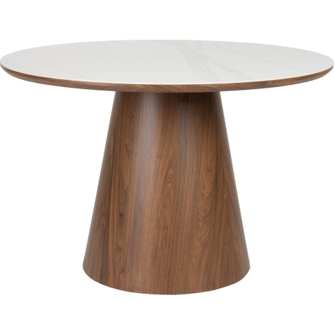 Housecraft Living Almira Eettafel Rond 115 cm Hout Wit| Bruin donker
