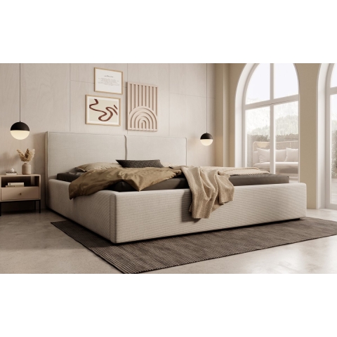 Meubella Tweepersoonsbed Infinity - Beige ribstof - 180x200 cm