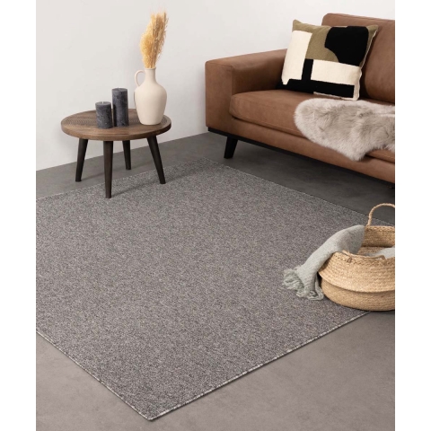 Tapeso Vierkant vloerkleed Lush - grijs - 160x160 cm