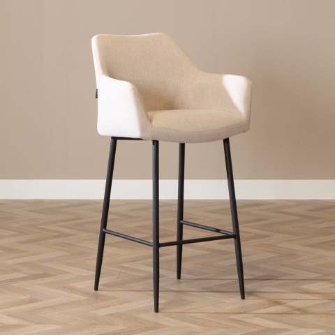 Bronx71 Scandinavische barkruk Niklas gerecyclede stof beige 78 cm