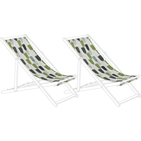 Beliani-ANZIO|AVELLINO-Ligstoel doek set van 2-Blad motief-Polyester