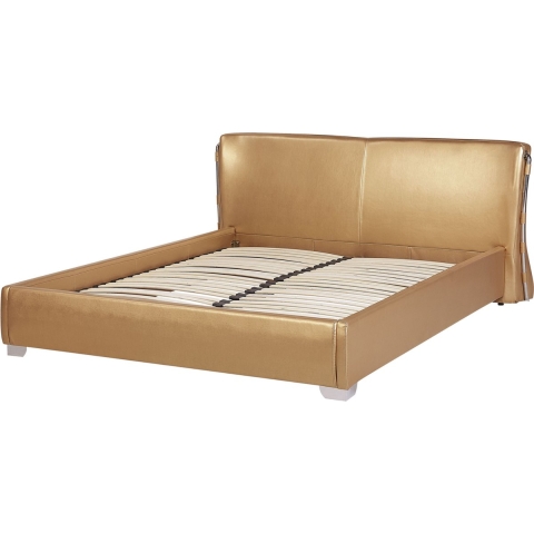 Beliani - PARIS - Tweepersoonsbed - Goud - 180 x 200 cm - Leer
