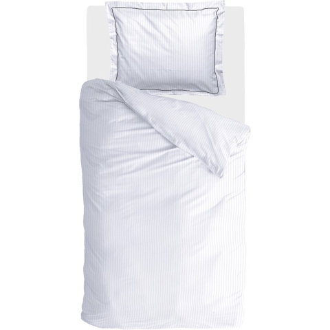 Walra - Dekbedovertrek Subtile Stripe - 140x220 - Wit | Antraciet