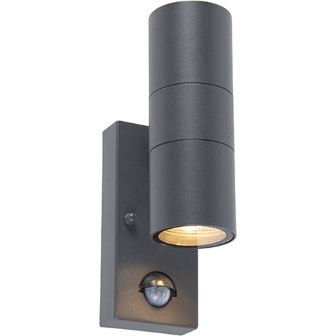 QAZQA Buitenwandlamp antraciet 2-lichts IP44 met bewegingssensor -