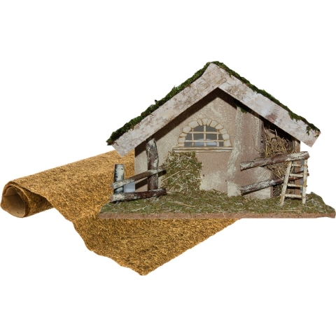 Lege houten kerststal met ondergrond 42 cm -