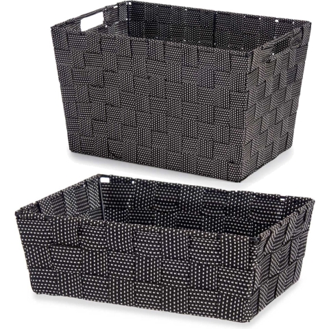 Set van 5x stuks Kast/badkamer opbergmandjes zwart in 2 formaten -