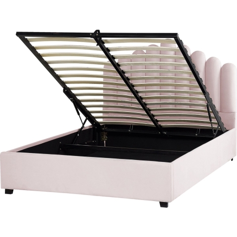 Beliani-VINCENNES-Bed met opbergruimte-Roze-140 x 200 cm-Fluweel