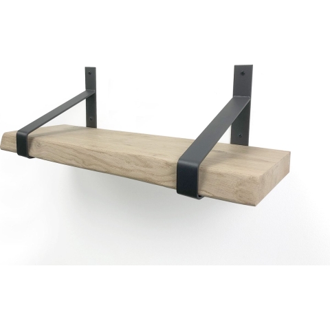 Woodbrothers Eiken wandplank boomkant 100cm + 25cm diepe dragers