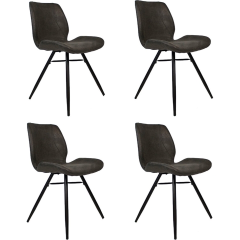 Bronx71 Industriële eetkamerstoel Barrel antraciet eco leer -