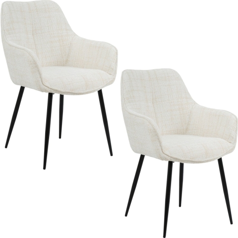 Housecraft Living Jez Eetkamerstoelen armleuning Beige - Set van 2