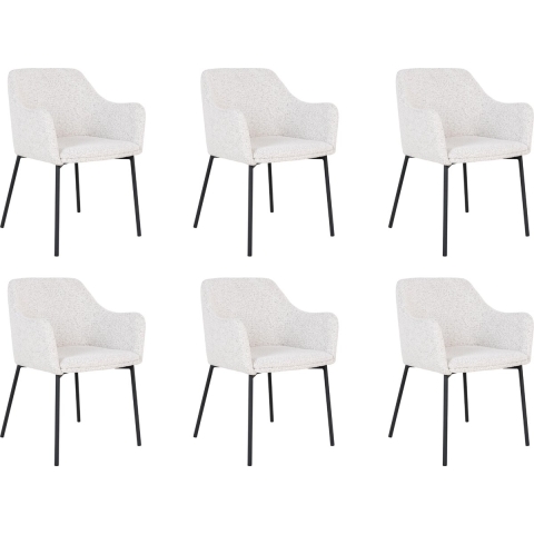 Lewis & Loft Eetkamerstoel Lima - Bouclé - Staal - Wit - Set van 6