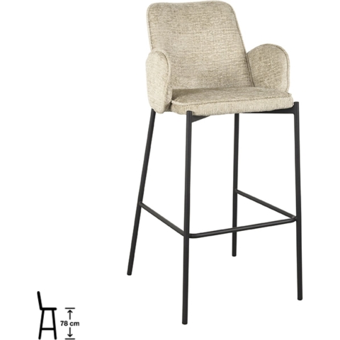 LABEL51 Barkruk Joni - Beige - Fluweel - Zithoogte 78 cm