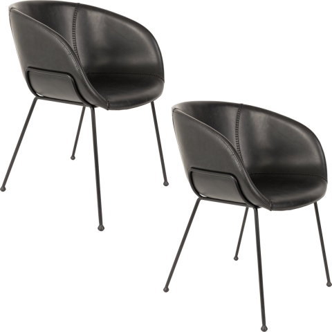 Zuiver Feston Eetkamerstoelen met armleuning Zwart - Set van 2