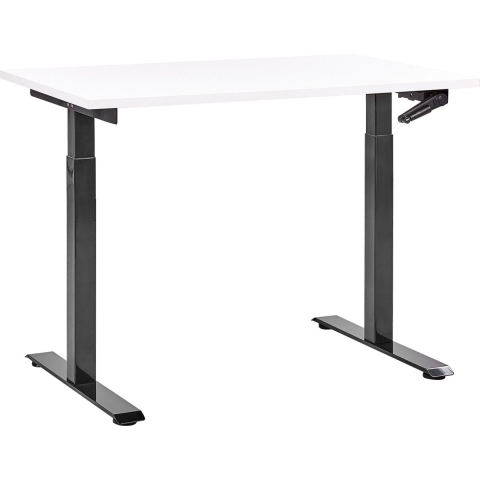 Beliani-DESTINES-Verstelbaar bureau-Wit|Zwart-120 x 72 cm-Spaanplaat