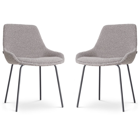 Nolon Nora-Isa Eetkamerstoelen Set van 2 - Bouclé Taupe - Zwart